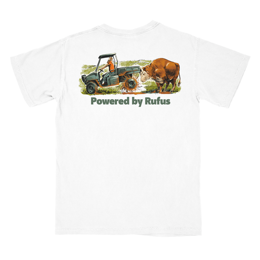 Powered by Rufus Utility Tee – Loughridge Ranch
