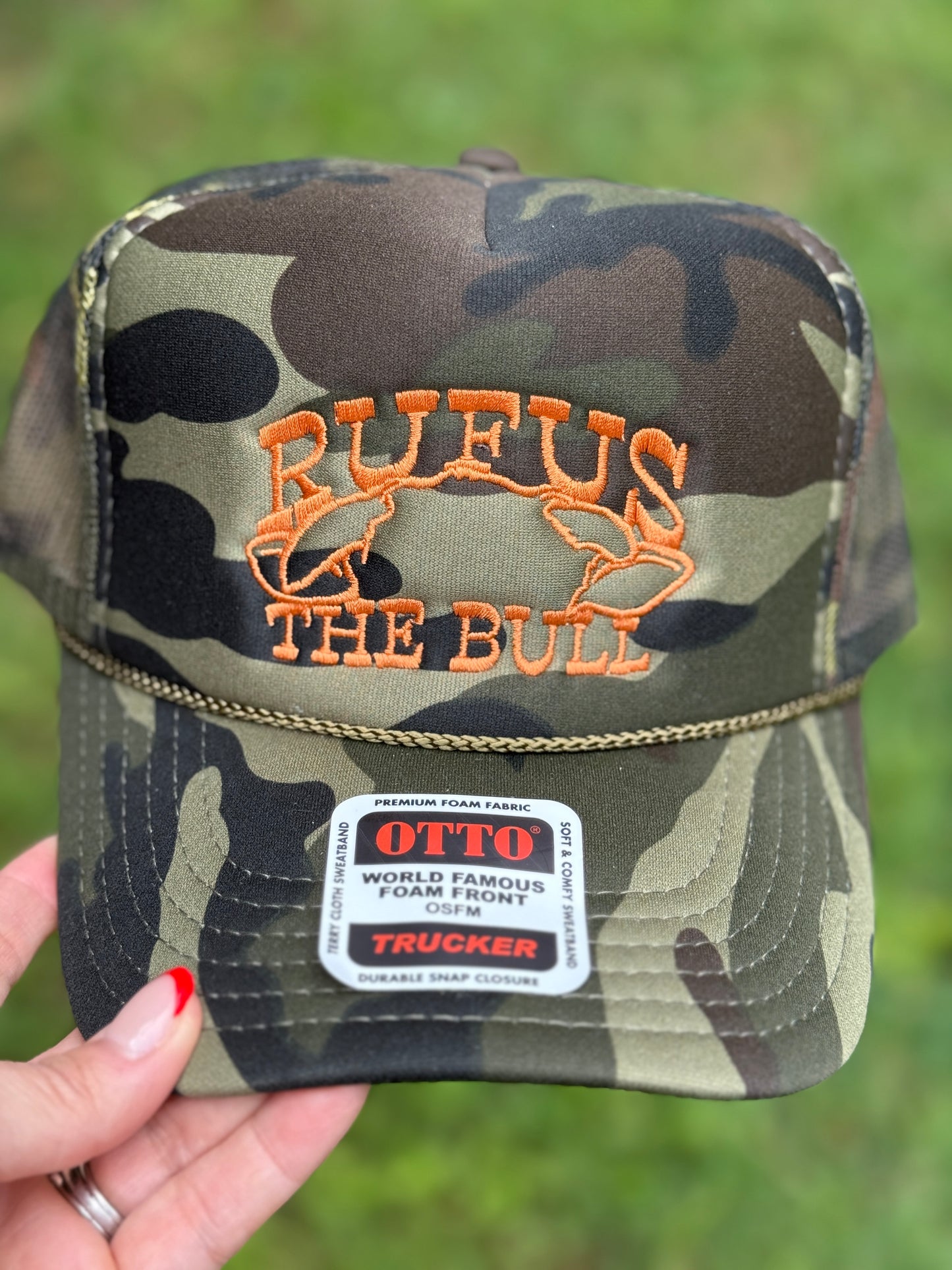Camo Rufus Trucker Hat - Burnt Orange