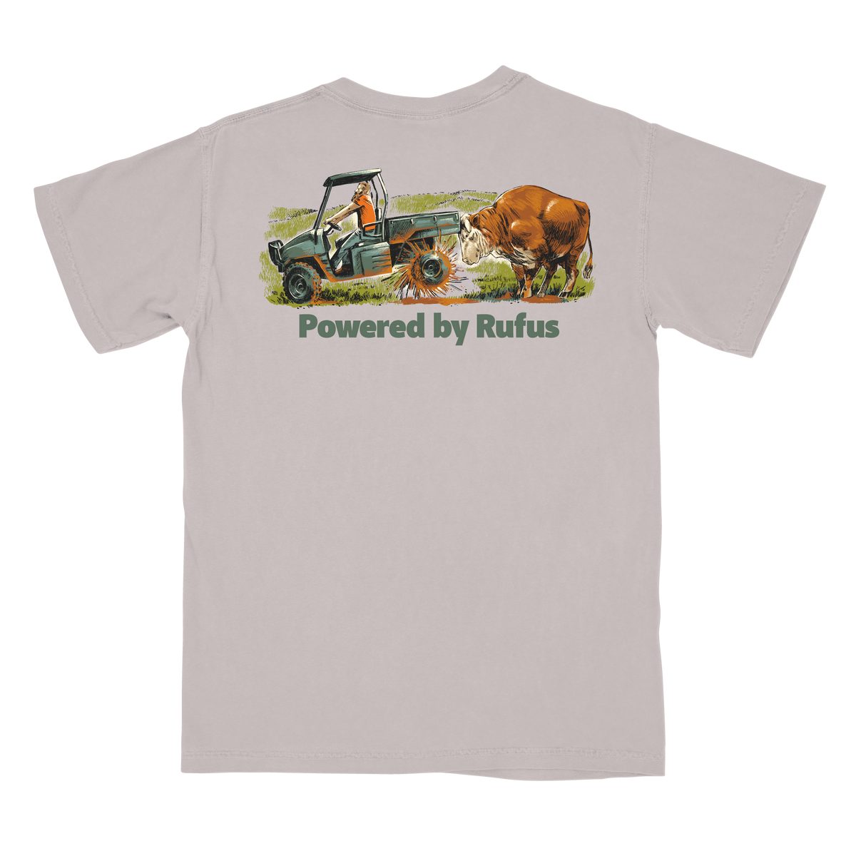 Powered by Rufus Utility Tee – Loughridge Ranch